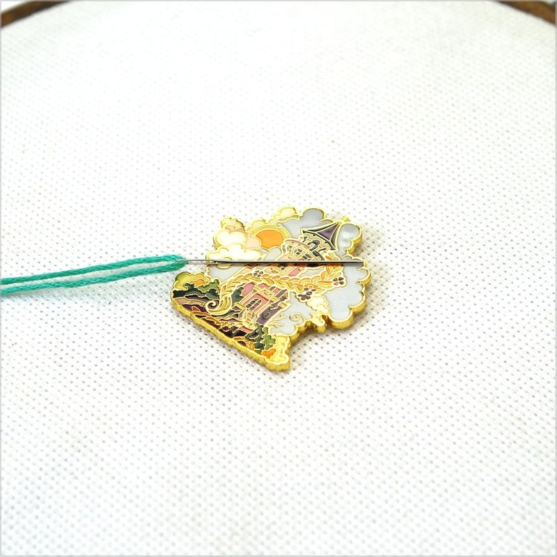 Awesome Pattern Studio Needle Minder Set - Rapunzel Castle Magnetic Needle Minder + 2 Needle Threaders. Enamel Pin for Cross Stitch, Embroidery and Craft - Image 4